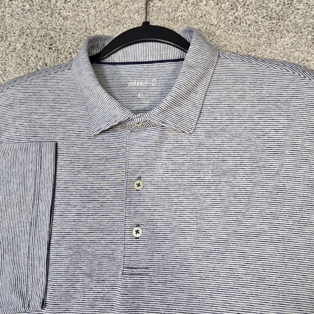 Johnnie-O Polo Shirt Men's XL Gray stripe Performance Short Sleeve Lyndon UPF
